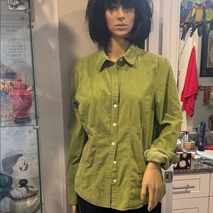 Eddie Bauer LIME Green Women's CORDDOROY Shirt